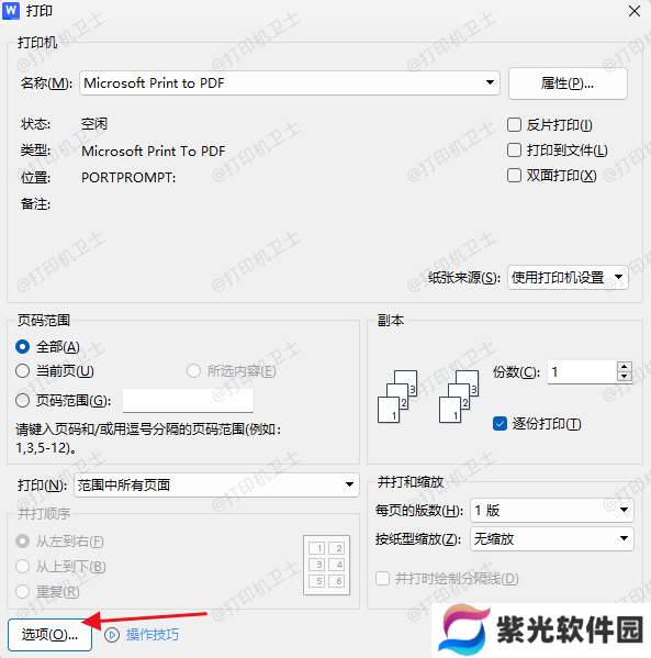 检查打印设置